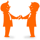 Two people exchanging letters